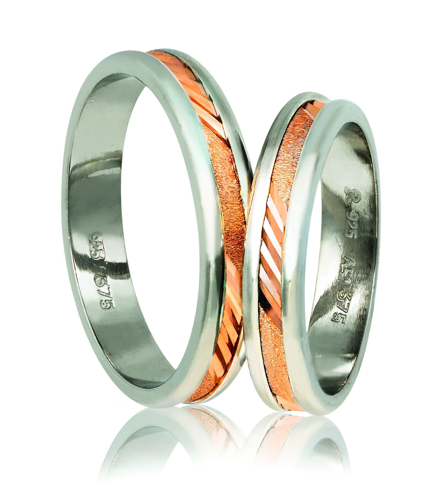 White gold & rose gold wedding rings 4.3mm(code A343r)